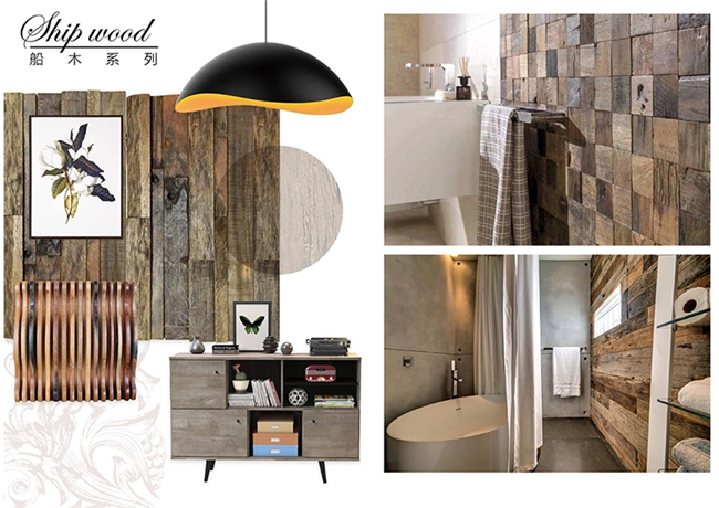 Boat Wood Mosaic Wall Panels 3d Ceiling Tiles For Hotel