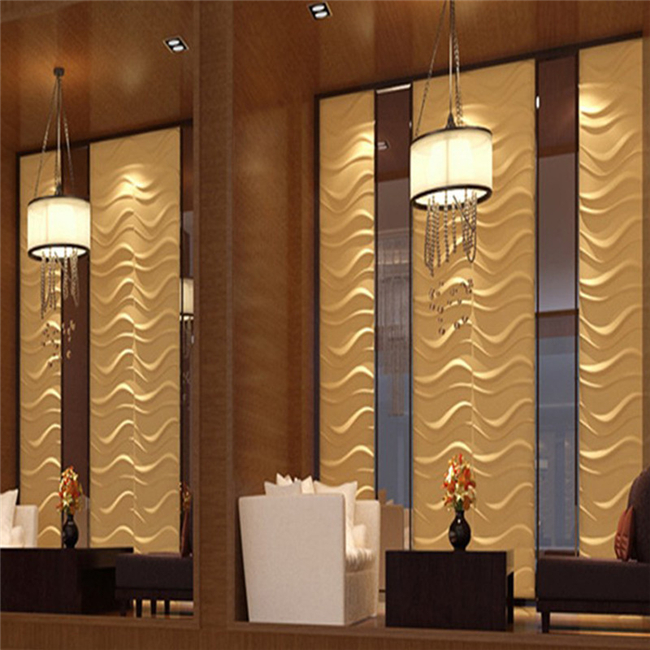 PVC Material 3D Plastic Wall Tiles , White Interior 3D Wave Wall Panels