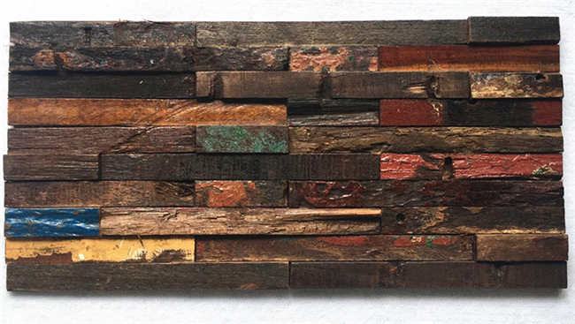 Old Ship Wood Mosaic Wall Panels , Mixed Color Wood Mosaic Tile For Shop