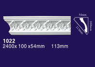 White Color Polyurethane Ceiling Mouldings , Lightweight Carved Cornice Mouldings