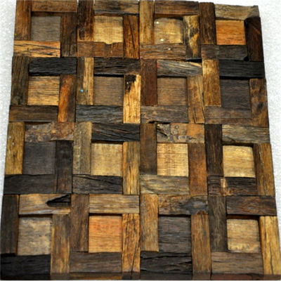 Handmade Reclaimed Wood Wall Panels Natural Pattern For Coffee Shop / Bar