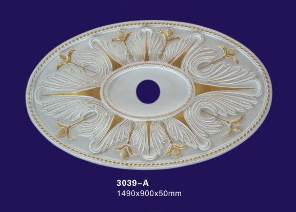 Gold Drawing Artistic Polyurethane Ceiling Medallion / Lamp Disc For Ceiling Decoration